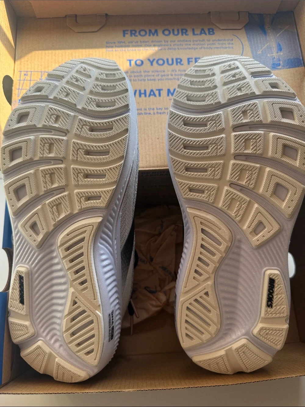 Brooks Women’s Ghost Athletic Shoes Wide— White with Rose Gold Accents